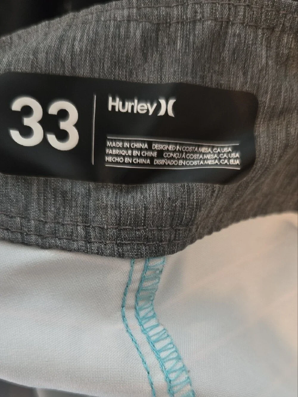Hurley Aqua Yellow Gray Striped Board Shorts